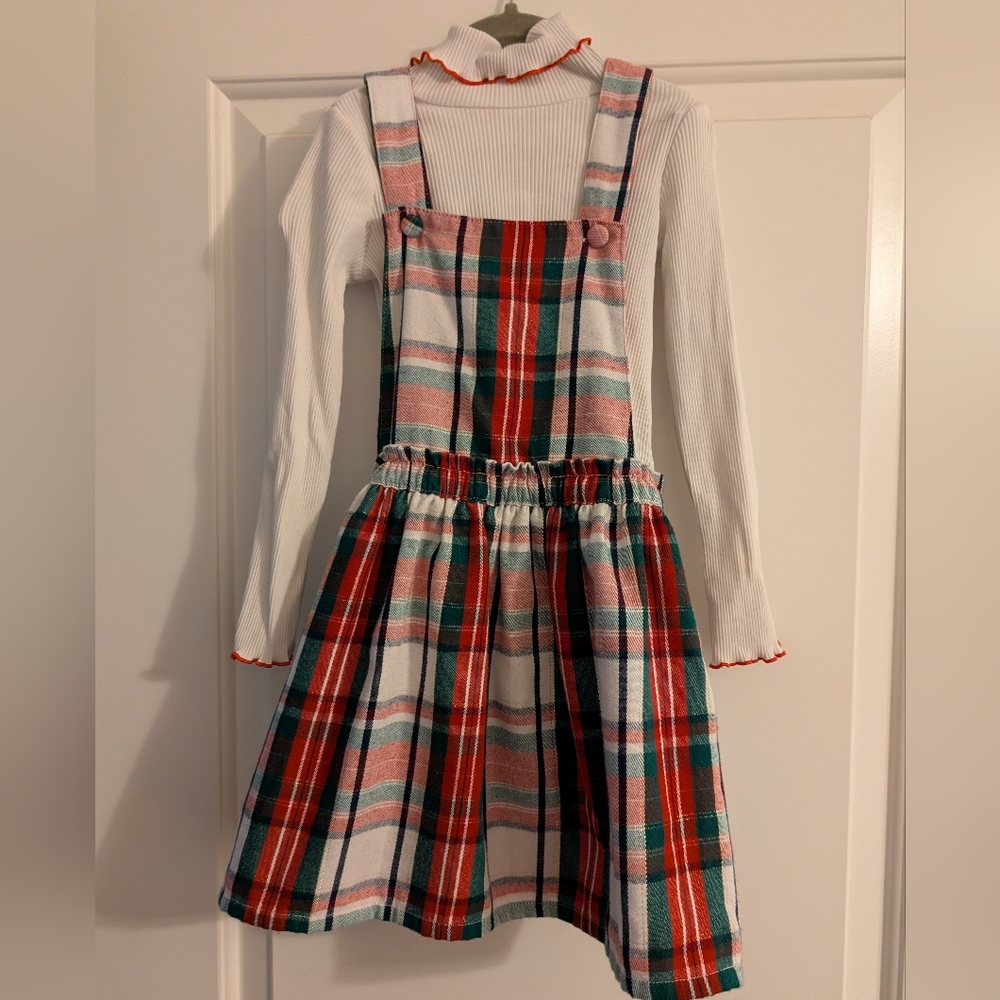 $ Tommy Bahama Christmas Plaid‎ Pinafore Dress With Turtleneck